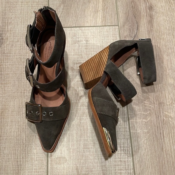 Jeffrey Campbell x Free People Hendrix Heel Khaki Olive SuedeUS 7 EU 38 NWOB - Picture 4 of 12